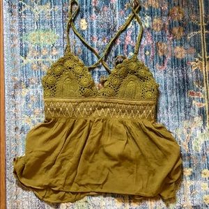 Free people green crochet tank top